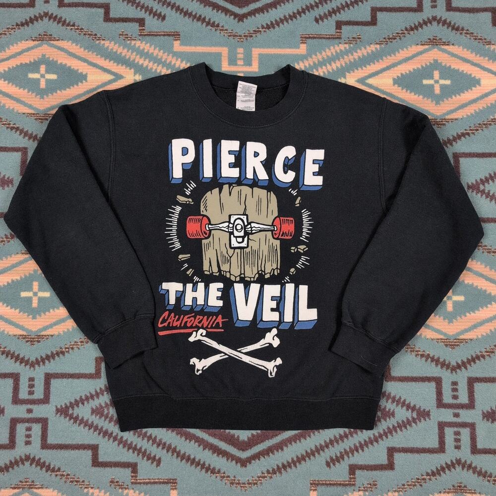 Pierce The Veil California Sweatshirt Men's Small Black Graphic Pop Punk Emo - Picture 8 of 8